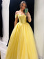 A-line Tulle Off Shoulder Princess Long Elegant Prom Dresses, FC7049