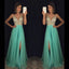 Sexy V-Neck Chiffon Prom Dress, A-Line V-Back Beaded Prom Dress, D159
