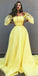 Charming Yellow Off Shoulder Chiffon A-Line Applique Prom Dresses, FC1847