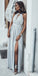 Gray Chiffon A-Line Slit Simple Cheap Prom Dresses, FC1871