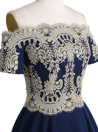 Short Homecoming Dress, Off Shoulder Homecoming Dress, Applique Homecoming Dress, Satin Junior School Dress, Knee-Length Homecoming Dress, Beautiful Homecoming Dress, LB0699