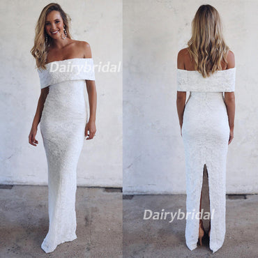 Off Shoulder Wedding Dress,  Lace Wedding Dress, Split Bridal Dress, Mermaid Wedding Dress, Charming Wedding Dress, DA939