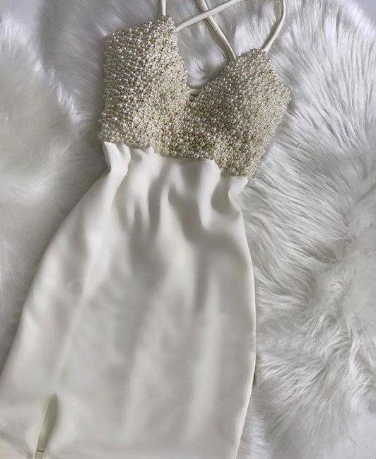 Luxury Beaded Mermaid Backless Homecoming Dress, FC2568